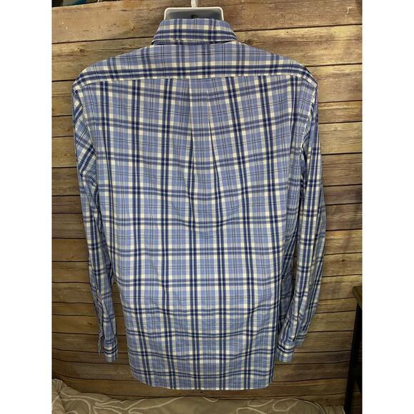 Polo Ralph Lauren Blue Plaid Nylon Blend Shirt Size XL Long Sleeve Performance - Picture 2 of 8